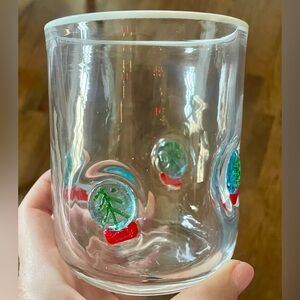 Anthropologie Icon Christmas Snow Globe Juice Glass